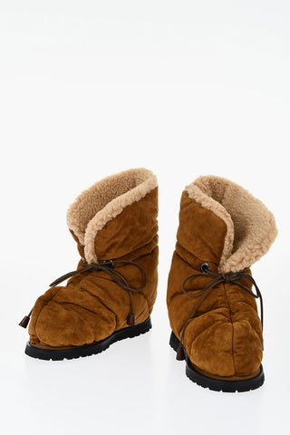Quilted Suede WOOD LOVER Booties with Shearling Detail