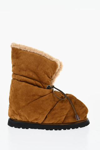 Quilted Suede WOOD LOVER Booties with Shearling Detail