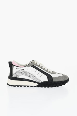 LEGEND Suede and Leather Sneakers with Glittered Detail
