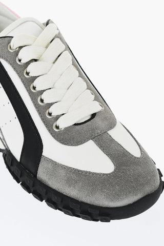 LEGEND Suede and Leather Sneakers with Glittered Detail