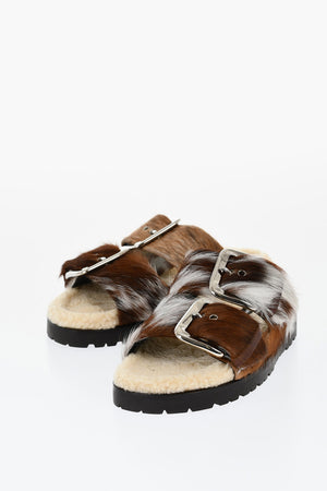 Pony-Hair Sliders with Double Buckle