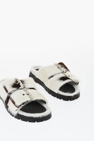 Pony Hair ROCK YOUR ROAD Sliders with Double Buckle