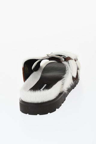 Pony Hair ROCK YOUR ROAD Sliders with Double Buckle