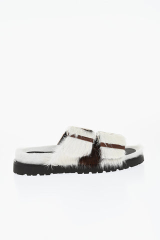 Pony Hair ROCK YOUR ROAD Sliders with Double Buckle