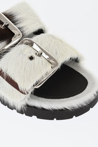 Pony Hair ROCK YOUR ROAD Sliders with Double Buckle