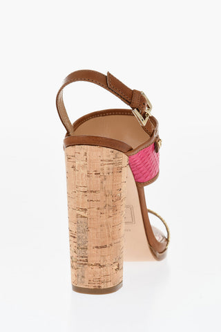 Sandali in Pelle di Serpente ESSENTIAL con Tacco in Sughero 12cm