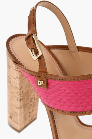 Sandali in Pelle di Serpente ESSENTIAL con Tacco in Sughero 12cm