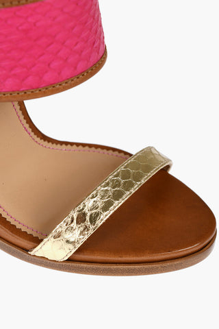 Sandali in Pelle di Serpente ESSENTIAL con Tacco in Sughero 12cm