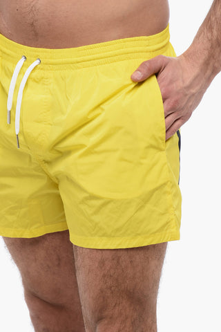 ICON Boxer-Badehose aus Stretch-Nylon mit Maxi-Kontrastlogo
