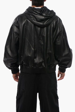 Perforated Leather 90SLOGO Hooded Jacket