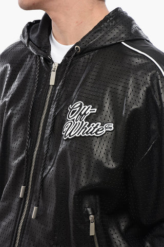 Perforated Leather 90SLOGO Hooded Jacket