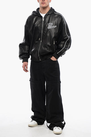 Perforated Leather 90SLOGO Hooded Jacket
