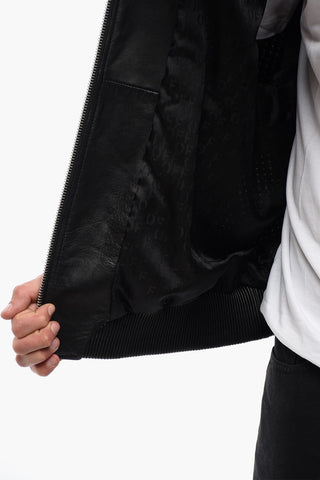 Perforated Leather 90SLOGO Hooded Jacket
