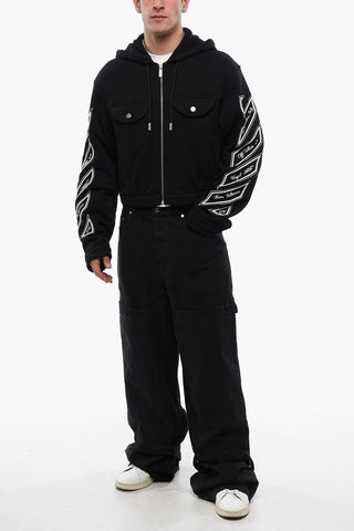 Felpa Hoodie VARSITY DIAGS con Zip Frontale e Tasche Utility