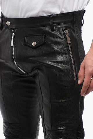 Leather Biker Pants with Zip Detail
