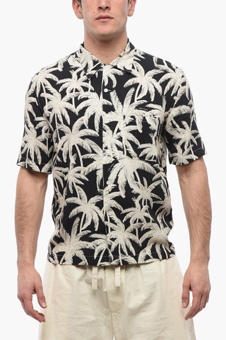 Breast-pocketed PALM ALLOVER Bowling Shirt