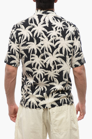 Breast-pocketed PALM ALLOVER Bowling Shirt