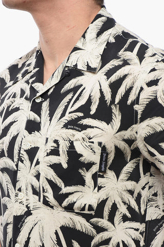 Breast-pocketed PALM ALLOVER Bowling Shirt