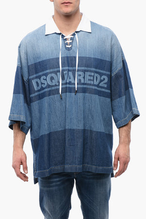 Denim Rugby Shirt With Oversized Fit