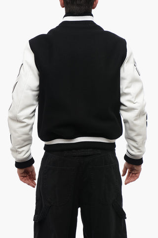 Leather Sleeved VARSITY Wool Bomber Jacket with Patches