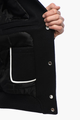 Leather Sleeved VARSITY Wool Bomber Jacket with Patches