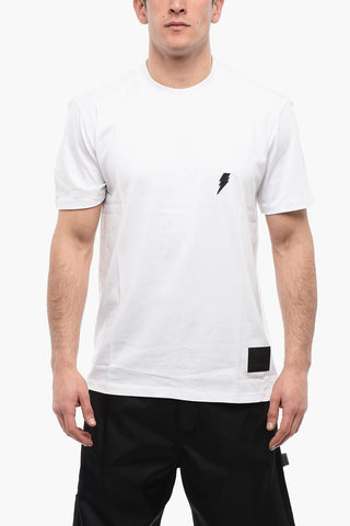 BARNEYS NY X NEIL BARRETT Crew Neck BOLTED Cotton T-Shirt