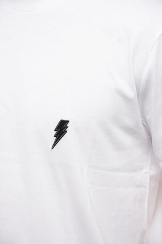 BARNEYS NY X NEIL BARRETT Crew Neck BOLTED Cotton T-Shirt