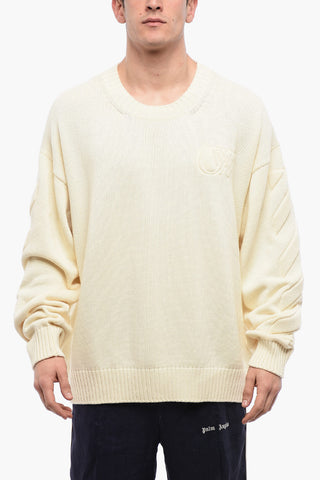 Cotton Sweater with Embossed Logo