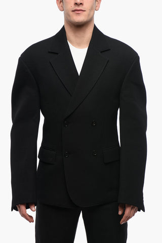 Cappotto Doppiopetto ROUND in Lana con Tasche ad Aletta