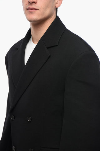 Cappotto Doppiopetto ROUND in Lana con Tasche ad Aletta