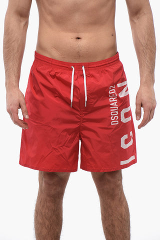 ICON Nylon Swim Shorts with Maxi Printed Logo