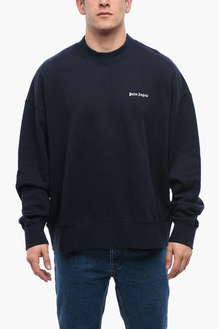 Crew Neck Brushed Cotton Sweatshirt with Embroidered Logo