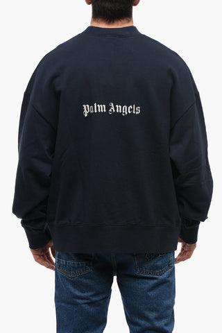 Crew Neck Brushed Cotton Sweatshirt with Embroidered Logo