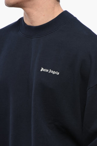 Crew Neck Brushed Cotton Sweatshirt with Embroidered Logo