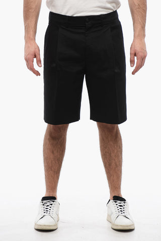 Solid Color Single Pleat Shorts with Belt Loops