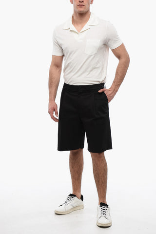 Solid Color Single Pleat Shorts with Belt Loops