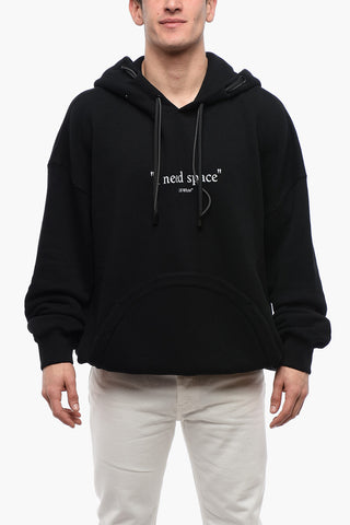 Brushed Cotton GIVE ME SPACE Hoodie With Eyelet Details