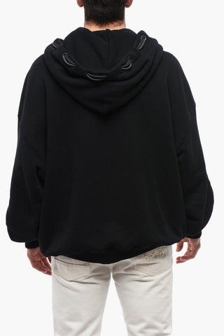 Brushed Cotton GIVE ME SPACE Hoodie With Eyelet Details