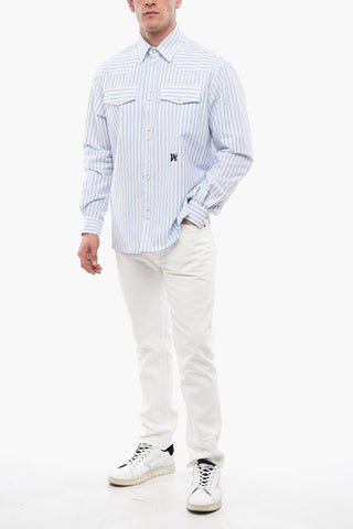 Camicia Sahariana in Cotone a Righe Awning