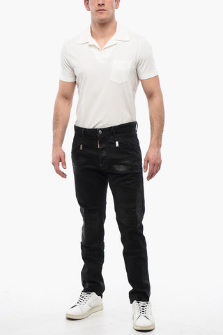 Beschichtete Jeans mit 17 cm Reißverschlusstaschen