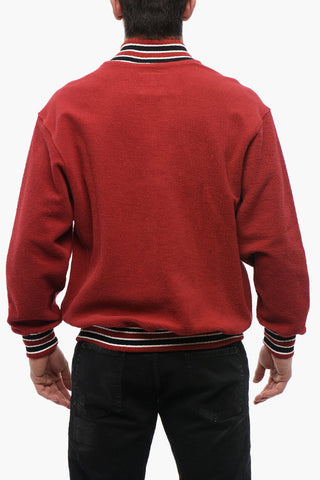 Felpa Varsity in Cotone Spugnato con Mezza Zip