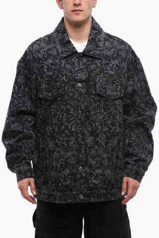 Distressed Design TATTOO LASER Denim Jacket