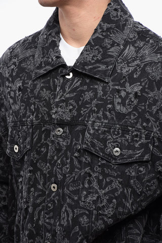 Distressed Design TATTOO LASER Denim Jacket