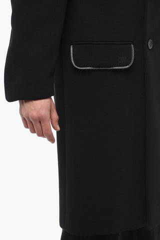 Double-breasted ZIP AROUND Virgin Wool Coat