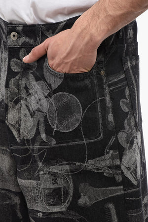 High-Waist-Shorts XRAY aus Denim-Jacquard