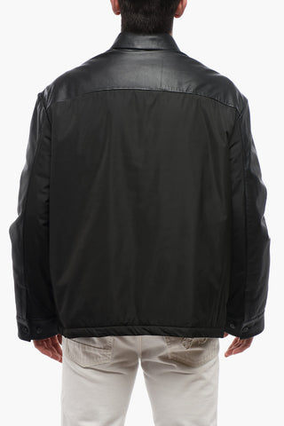Leather Padded Overshirt with Patch Breast-pockets