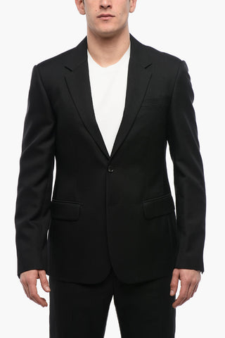 Twill Fabric Slim Fit Blazer with Flap Pockets