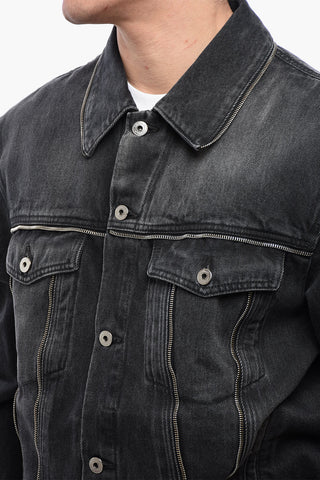 FOR EVER Denim SKATE Jacket with Decorative Zips