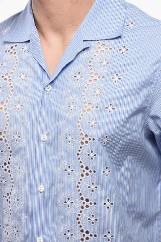 Camicia SUNSET BOWLING a Righe con Broderie Anglaise