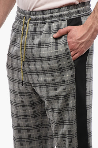 Pantaloni District Check con Bande Laterali a Contrasto